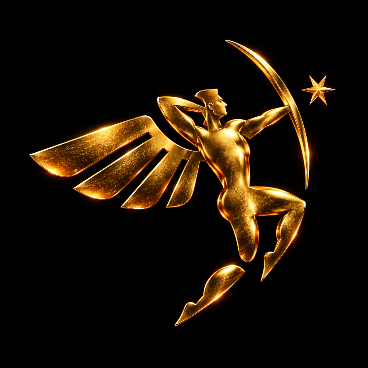 Zenime’s golden winged archer aiming toward a star